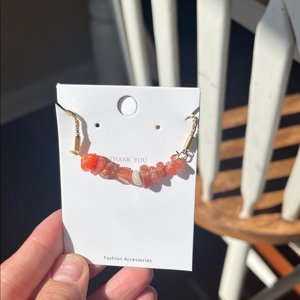 Chic Gold and Orange Beaded Bracelet